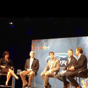 Left to right, moderator Sheryl Connelly, Ford's Todd Walton, Brown-Forman's Rob Frederick, Dig Deep's George McGraw, and charity:water's Christoph Gorder. 